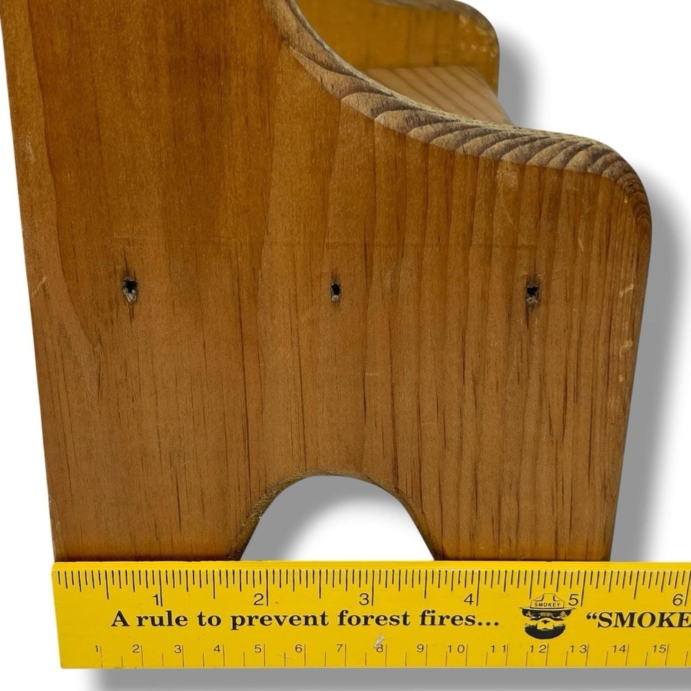 VTG Rustic Wooden Doll Bench Heart Cutout Country Folk Art Plant Stand Display - Picture 8 of 9